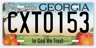GA license plate CXT0153