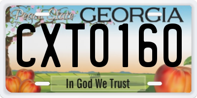 GA license plate CXT0160