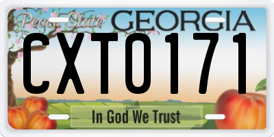 GA license plate CXT0171