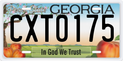 GA license plate CXT0175