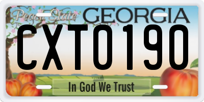 GA license plate CXT0190