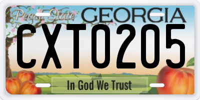 GA license plate CXT0205
