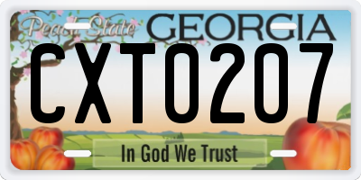 GA license plate CXT0207