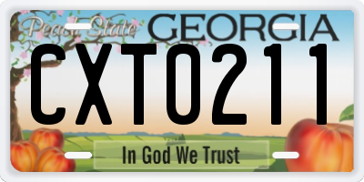 GA license plate CXT0211