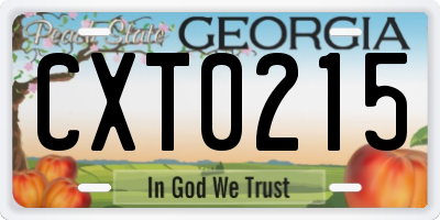 GA license plate CXT0215