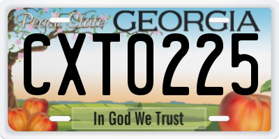 GA license plate CXT0225