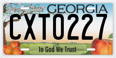 GA license plate CXT0227