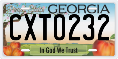 GA license plate CXT0232
