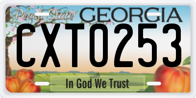 GA license plate CXT0253