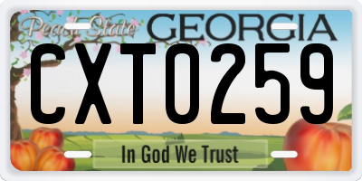 GA license plate CXT0259