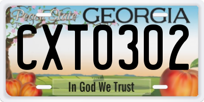 GA license plate CXT0302