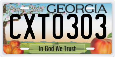 GA license plate CXT0303