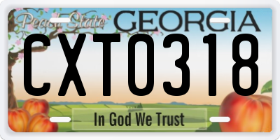 GA license plate CXT0318