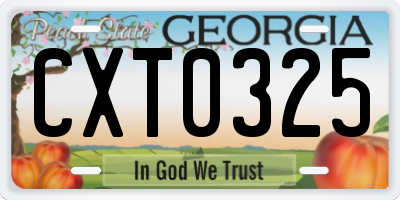 GA license plate CXT0325