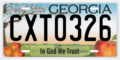 GA license plate CXT0326