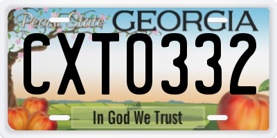 GA license plate CXT0332