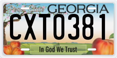 GA license plate CXT0381