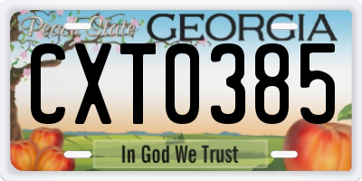GA license plate CXT0385