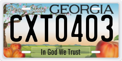 GA license plate CXT0403