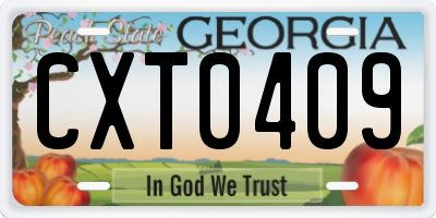 GA license plate CXT0409
