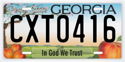 GA license plate CXT0416