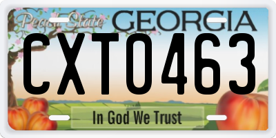 GA license plate CXT0463