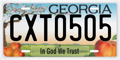 GA license plate CXT0505