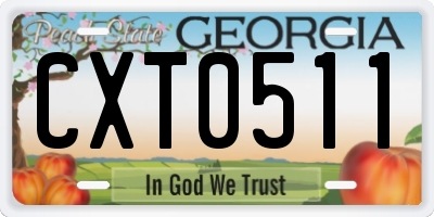 GA license plate CXT0511