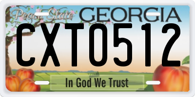 GA license plate CXT0512