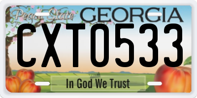 GA license plate CXT0533