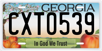GA license plate CXT0539