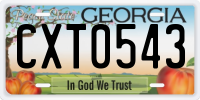 GA license plate CXT0543