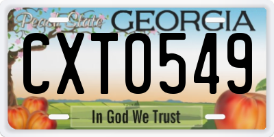 GA license plate CXT0549