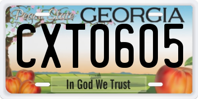 GA license plate CXT0605