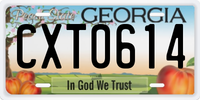 GA license plate CXT0614