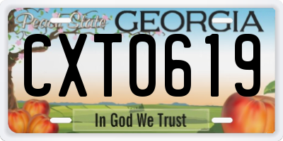 GA license plate CXT0619