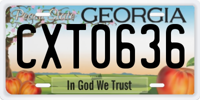 GA license plate CXT0636