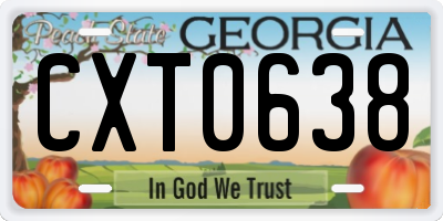 GA license plate CXT0638