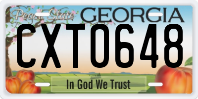 GA license plate CXT0648