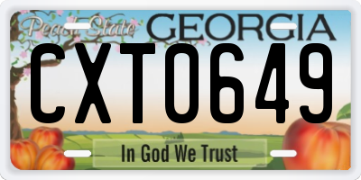 GA license plate CXT0649