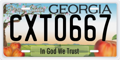 GA license plate CXT0667