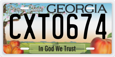 GA license plate CXT0674