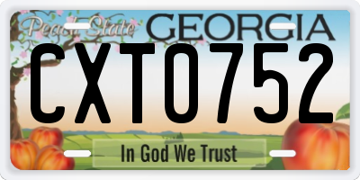 GA license plate CXT0752