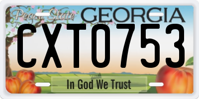 GA license plate CXT0753