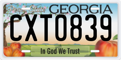 GA license plate CXT0839