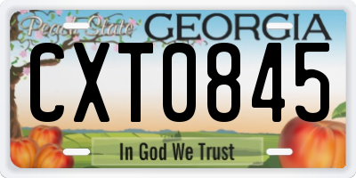 GA license plate CXT0845