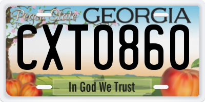 GA license plate CXT0860
