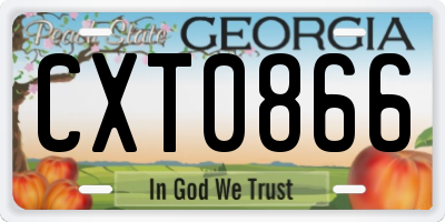 GA license plate CXT0866
