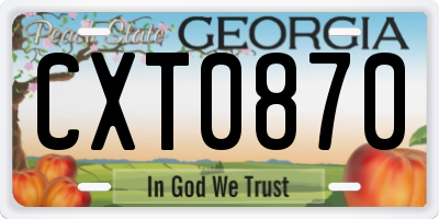 GA license plate CXT0870