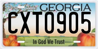 GA license plate CXT0905